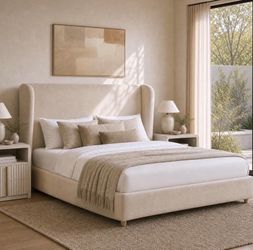 Modern mate Queen upholstered bed frame only