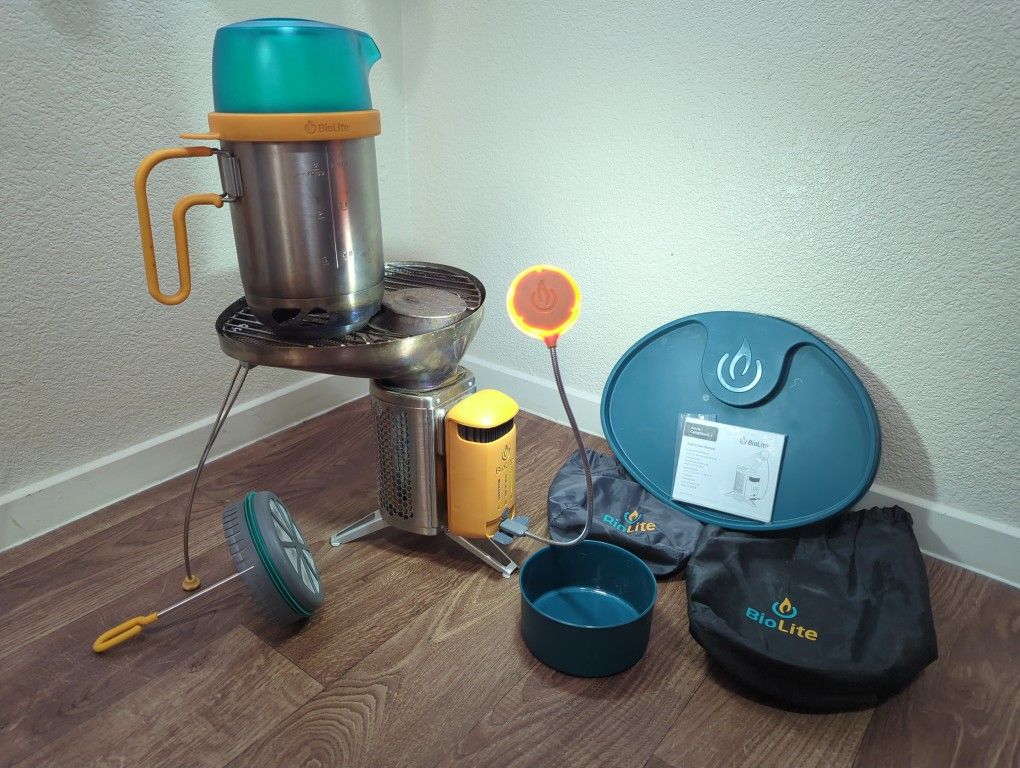 BioLite CampStove 2 Complete Cook Kit with Grill, Kettle, French Press, and LED Light