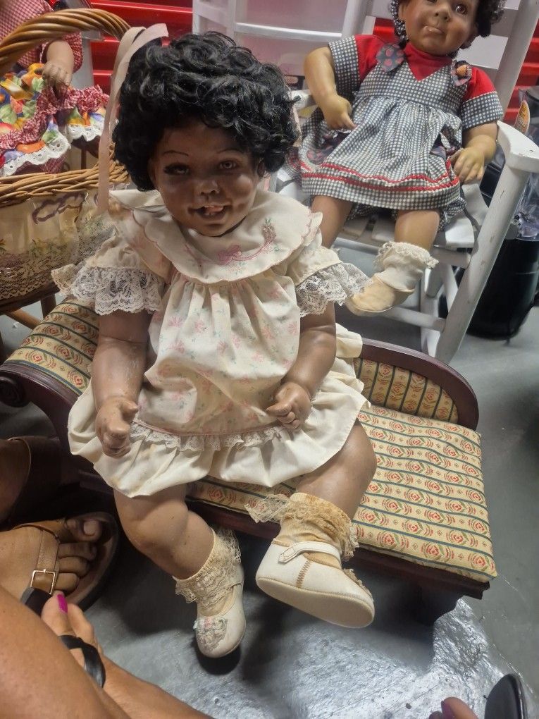 Antique Doll With Chair