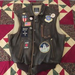Vintage AVIREX Type B-9 US Army Air-force Bomber Utility Leather Vest Sz XL USA