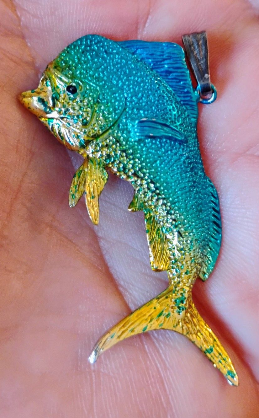 925.Silver Hand Painted Dolphin HIC Designer Pendant 