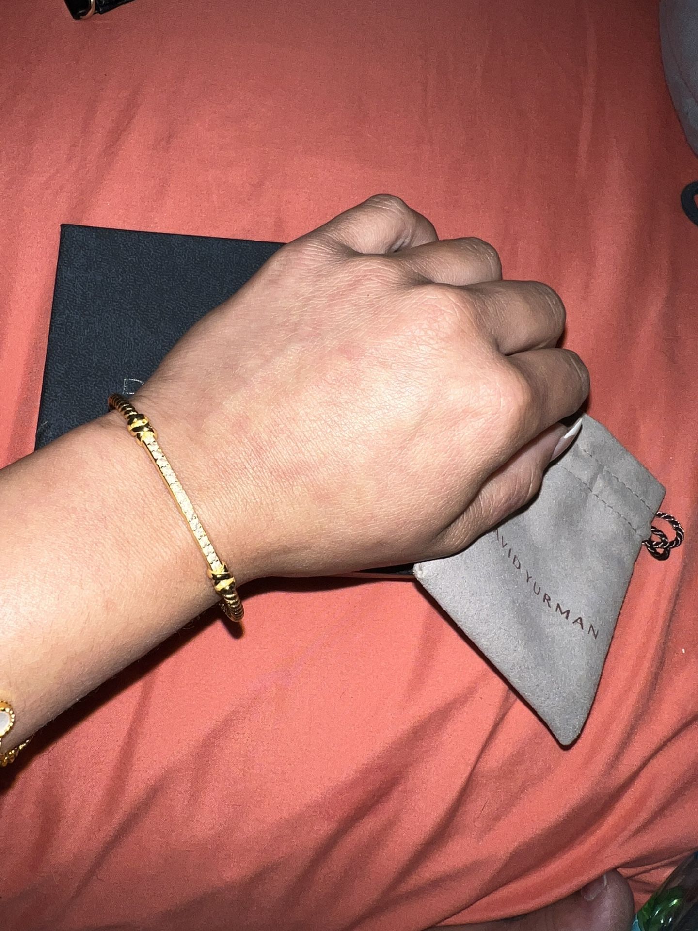 David Yurman Petite Helena Cablespira Station Bracelet in 10k Yellow Gold with Diamonds, 2mm