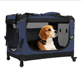 30" Collapsible Rolling Dog Crate for Medium Dogs