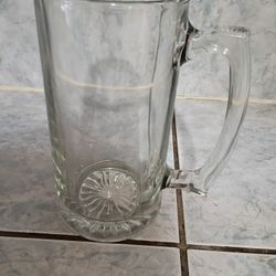 Thick Tall Glass Beer Mugs W/Handle