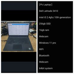 [ Pc Laptop ] Dell Latitude 3410 Intel i5 10th generation Series Wifi windows 11 pro webcam 64bit system 256gb SSD 16gb ram