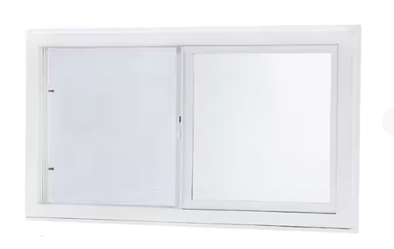 White Left-Hand Double-Pane Insulated Glass Vinyl Sliding Basement Window with Screen