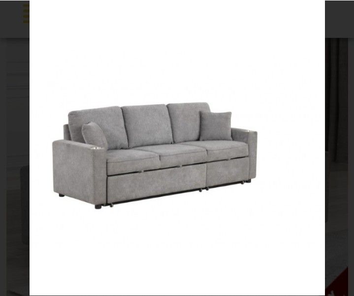 Brand New Gray Or Biege Linen Sectional Sofa Sleeper (Sectional82.5"W X 33"D X 32.5"H (SEAT HT: 18", EXTENDED SEAT DP: 60"))