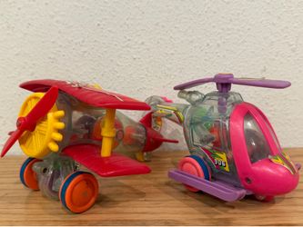 Vintage Skeletplane Airplane Helicopter 907 6” Pull Back Toy Bundle