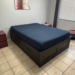 Queen Platform Bed w/ Storage + Mattress – $199