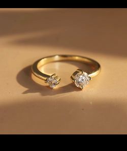Gold Open Band Ring with Two Stones