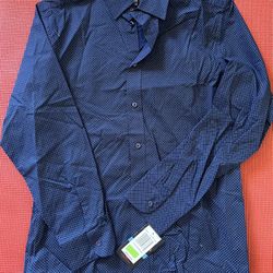 NWT DOCKERS Button Down Dress / Casual 97% Cotton Shirt, Boys Large (14/16), Marlin Blue.