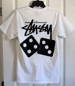 BRAND NEW Stussy White Dice Logo Tee.  Size XS. 8 ball chapter store Honolulu Tokyo Osaka Los Angeles New York