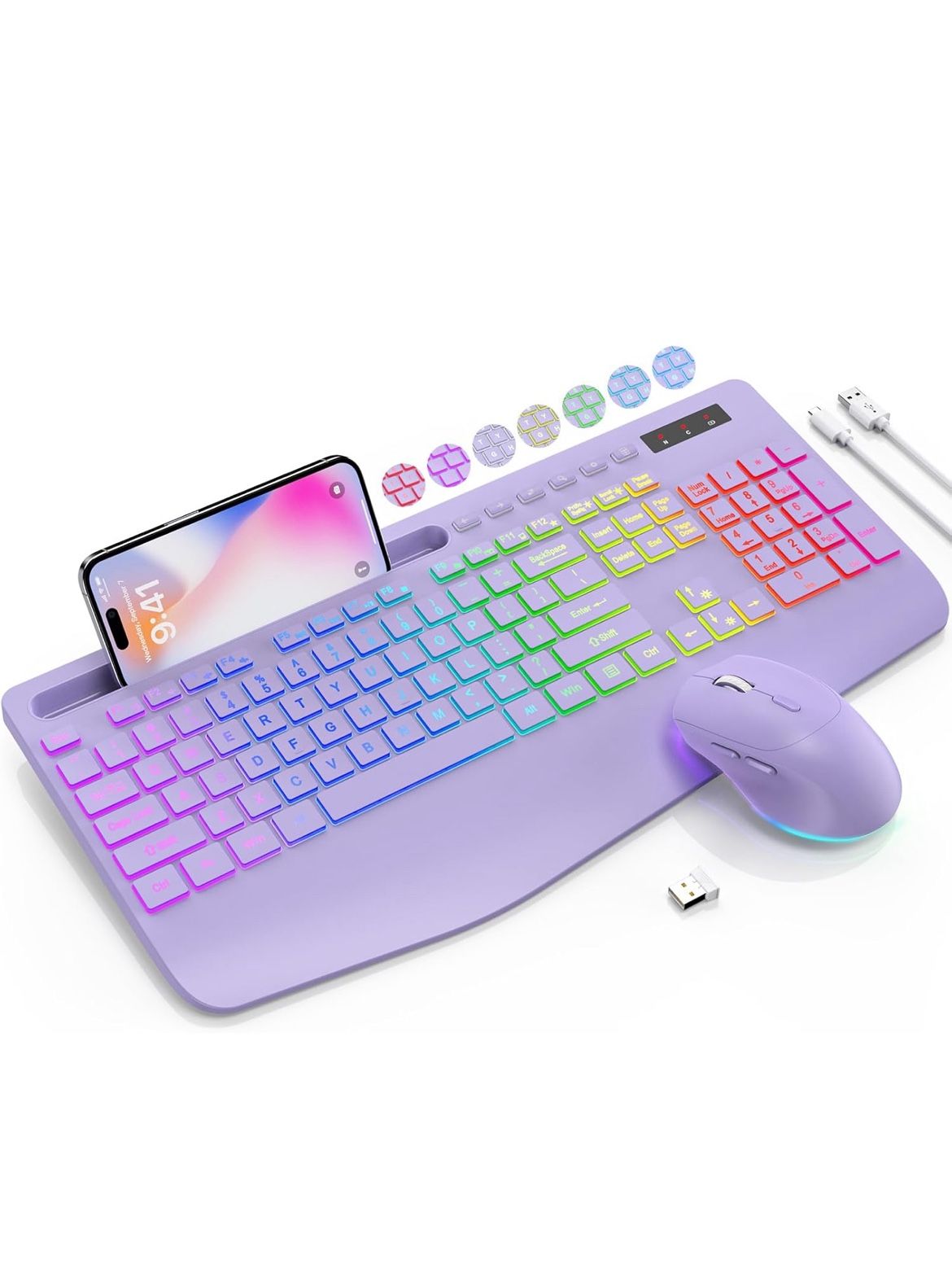 Purple Wireless Keyboard and Mouse Combo