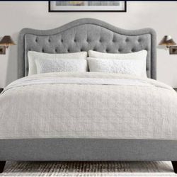 Grey Button Tufted Queen Bed Frame new