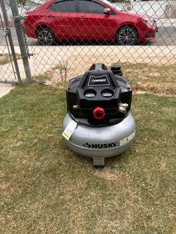 Husky 6 Gal. 150 PSI Portable Electric Oil-Free Quiet Jobsite Pancake Air Compressor with Aluminum Tank and 2-Quick Couplers
