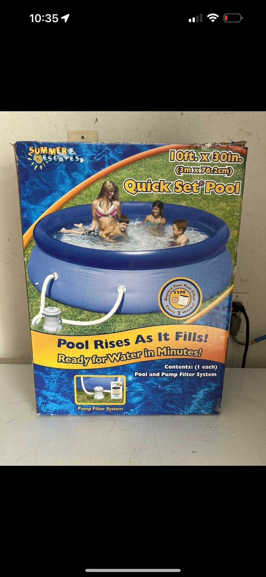 summer escape 10fx30in Quick inflatable pool with filter and pump