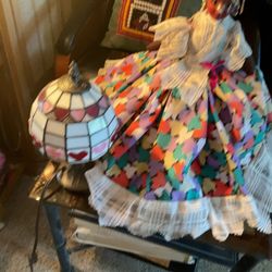 A Beautiful Hand Made African Lady, With A Large Dress, And A Beautiful Lamp Next To Her (NO SHIPPING)