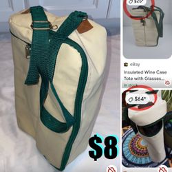 $8 Insulated wine 🍷 case/tote bag with 2 napkins 100% Cotton in great condition very nice item