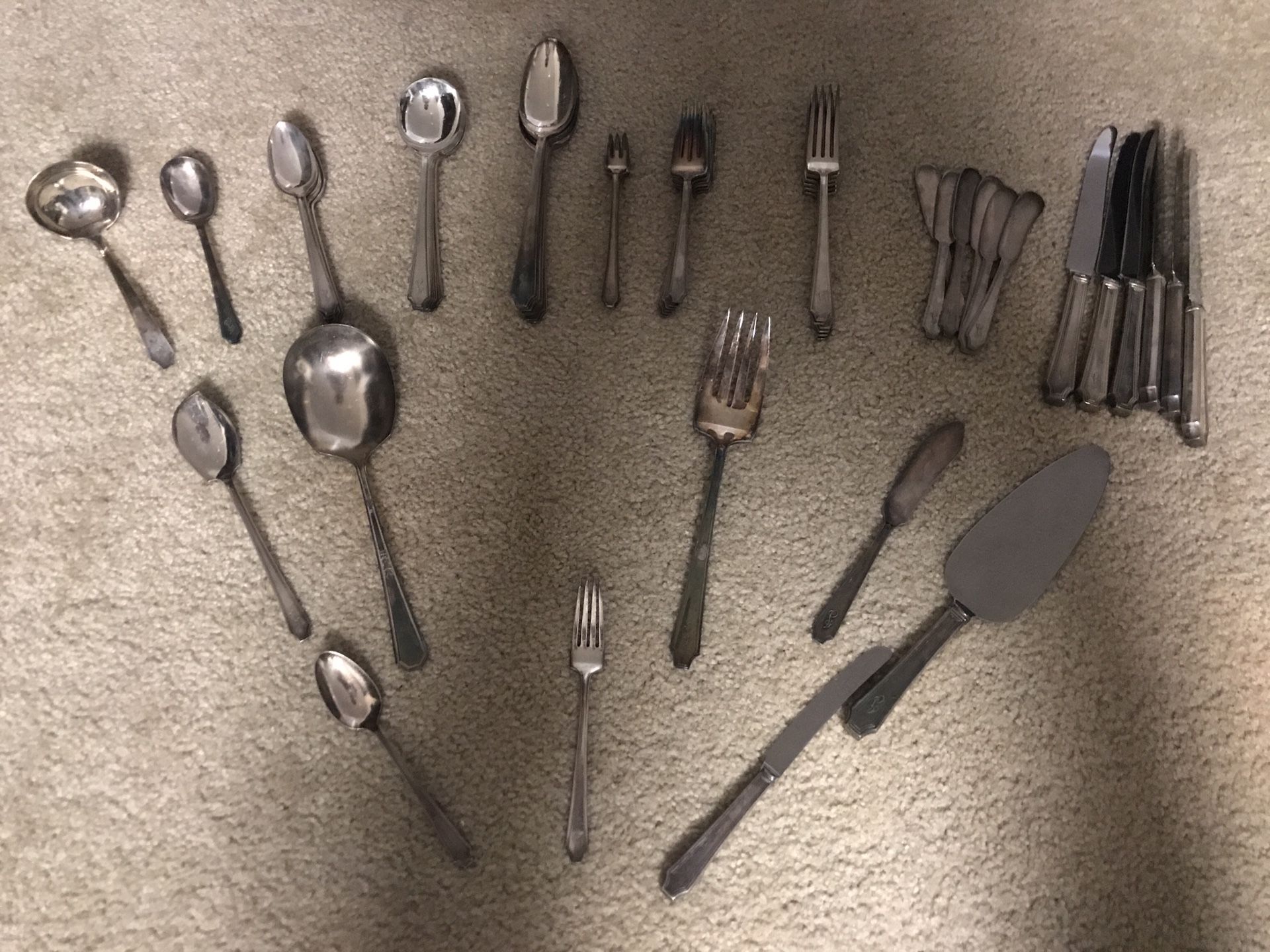 Vintage J engraved 1847 Silverware