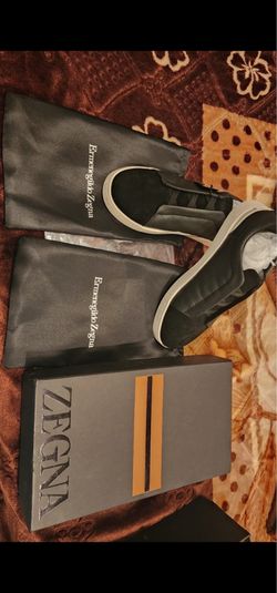 Zegna Men’s leather and suede triple stitch sneakers Men size 12 UK 45