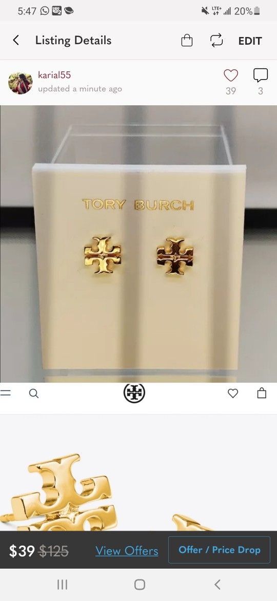 Tory Burch Kira Stud Earrings Gold