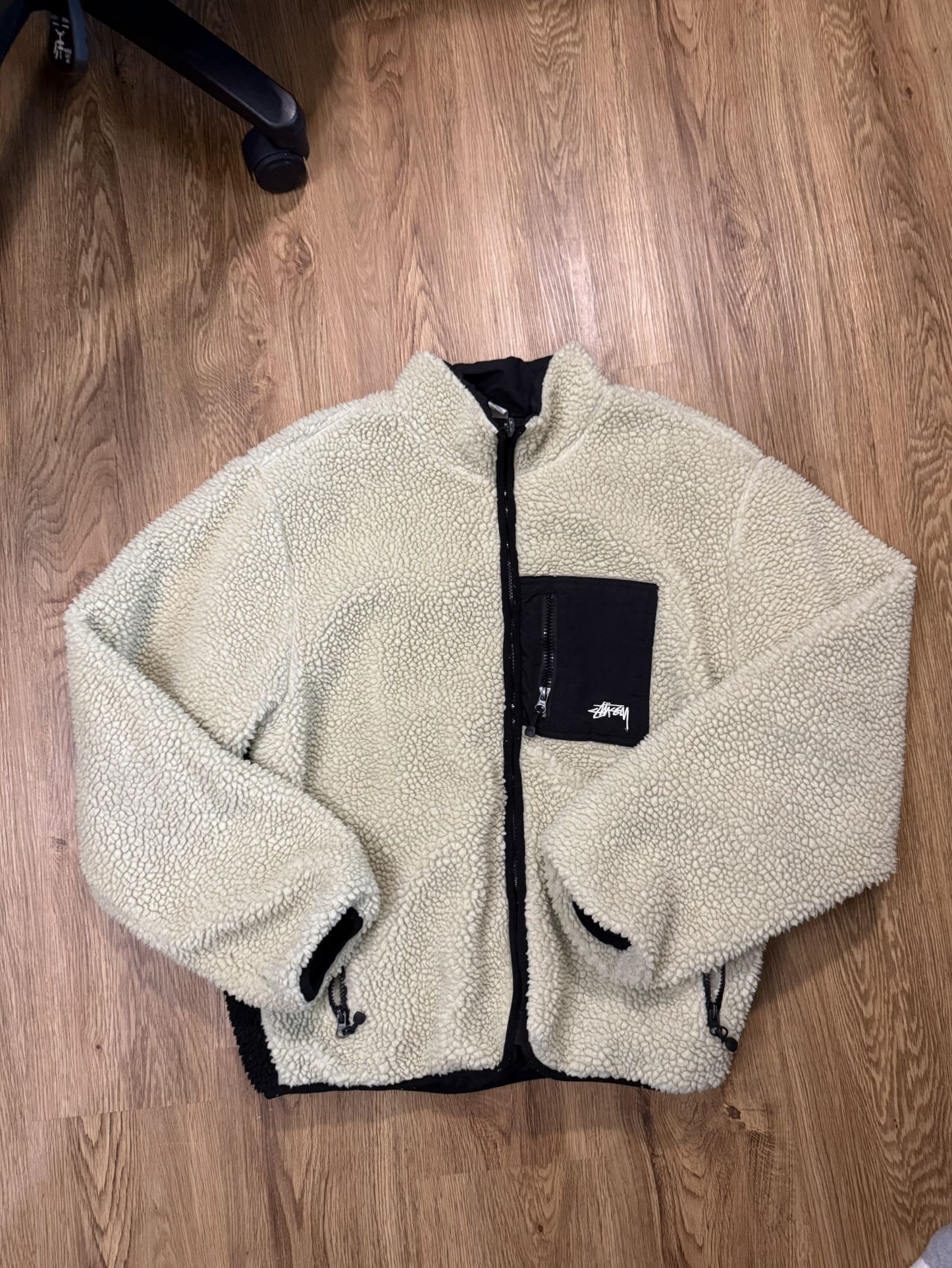 Cream Stussy Sherpa Jacket 