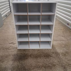 15-Cube White Organizer Shelf – Versatile Storage Cubby for Shoes, Crafts, or Retail