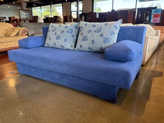 Lia Blue Upholstered Storage Convertible Sofa Bed