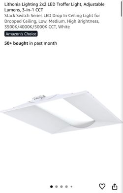 Lithonia Lighting 2x2 LED Troffer Light, Adjustable Lumens, 3-in-1 CCT
