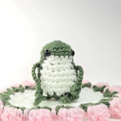 Handmade Crochet Frog with Lily Pad