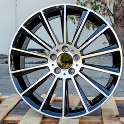 19" Staggered Set 5x112 19x8.5 19x9.5 Black Machined Wheels Fit Mercedes Benz