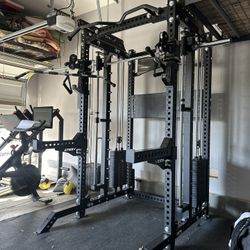 PRO SERIES Ultimate 3-1 Half Rack Functional Trainer w/Smith Machine Bar | 400lb Stack | Gym Equipment | Fitness | Commercial | Squat Rack 