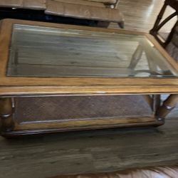 1 Coffee Table Glass Top And Matching End Table 