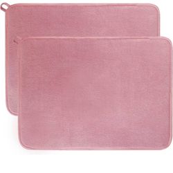 Brandnew  Dish Drying Mat for Kitchen Counter 2 Pack, Microfiber Absorbent Dishes Drainer Mat, Large 19.3*15 Inch Dish Drying Pad for Countertop (pink