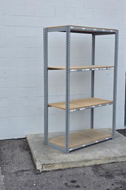 4 Tier Shelving 48 in W x 24 in D Used Heavy Duty Steel Boltless Storage Rack Delivery Available