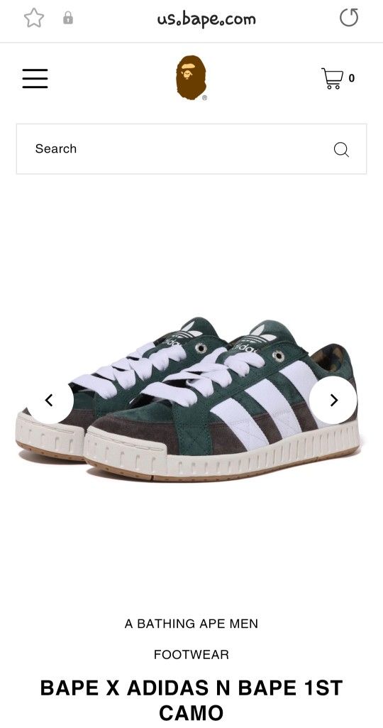 BAPE X ADIDAS N BAPE 1ST CAMO 5 1/2 YOUTH SIZE OR WOMEN SIZE 7 1/2