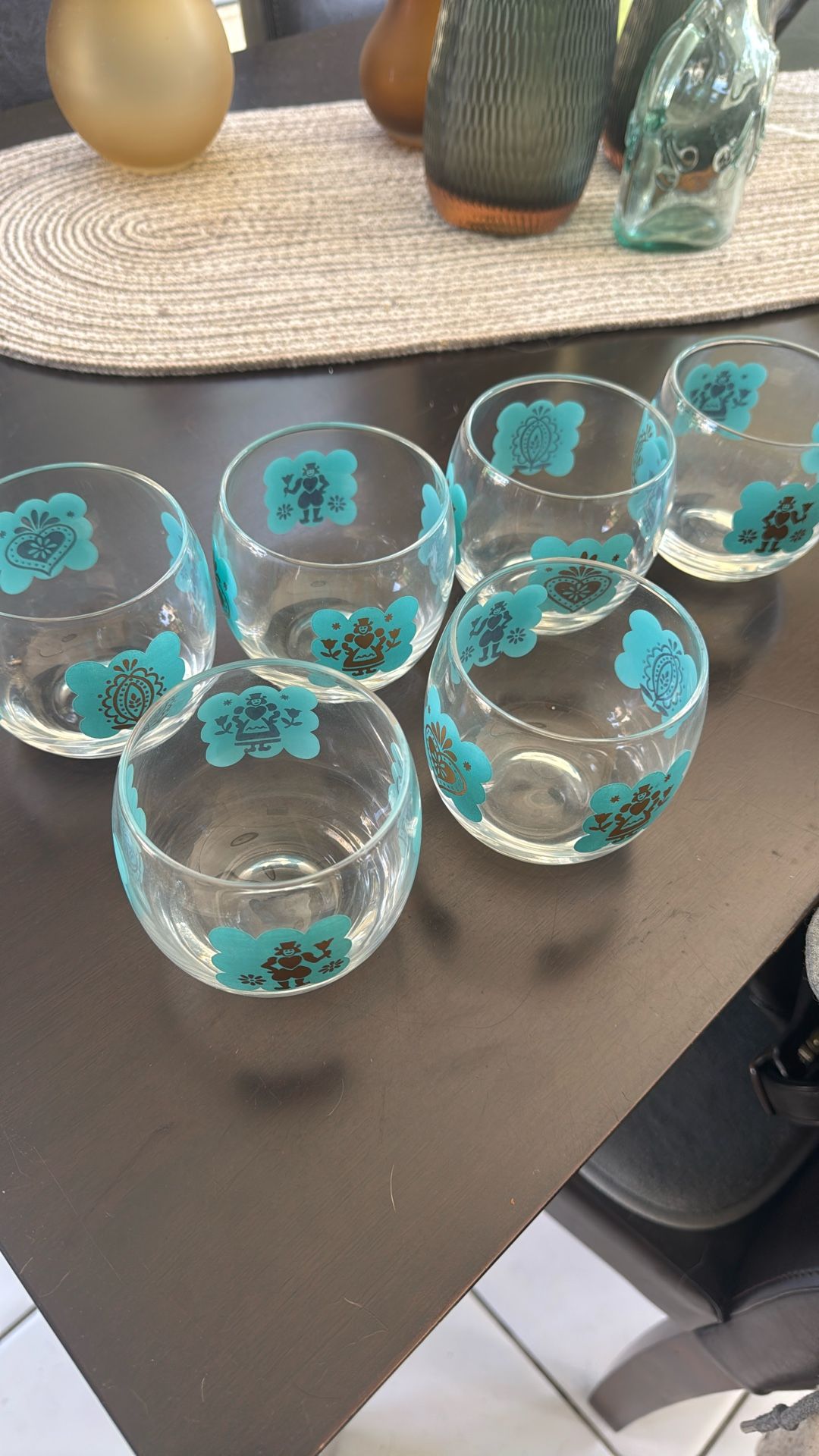 6 Vintage Pennsylvania Dutch Glasses