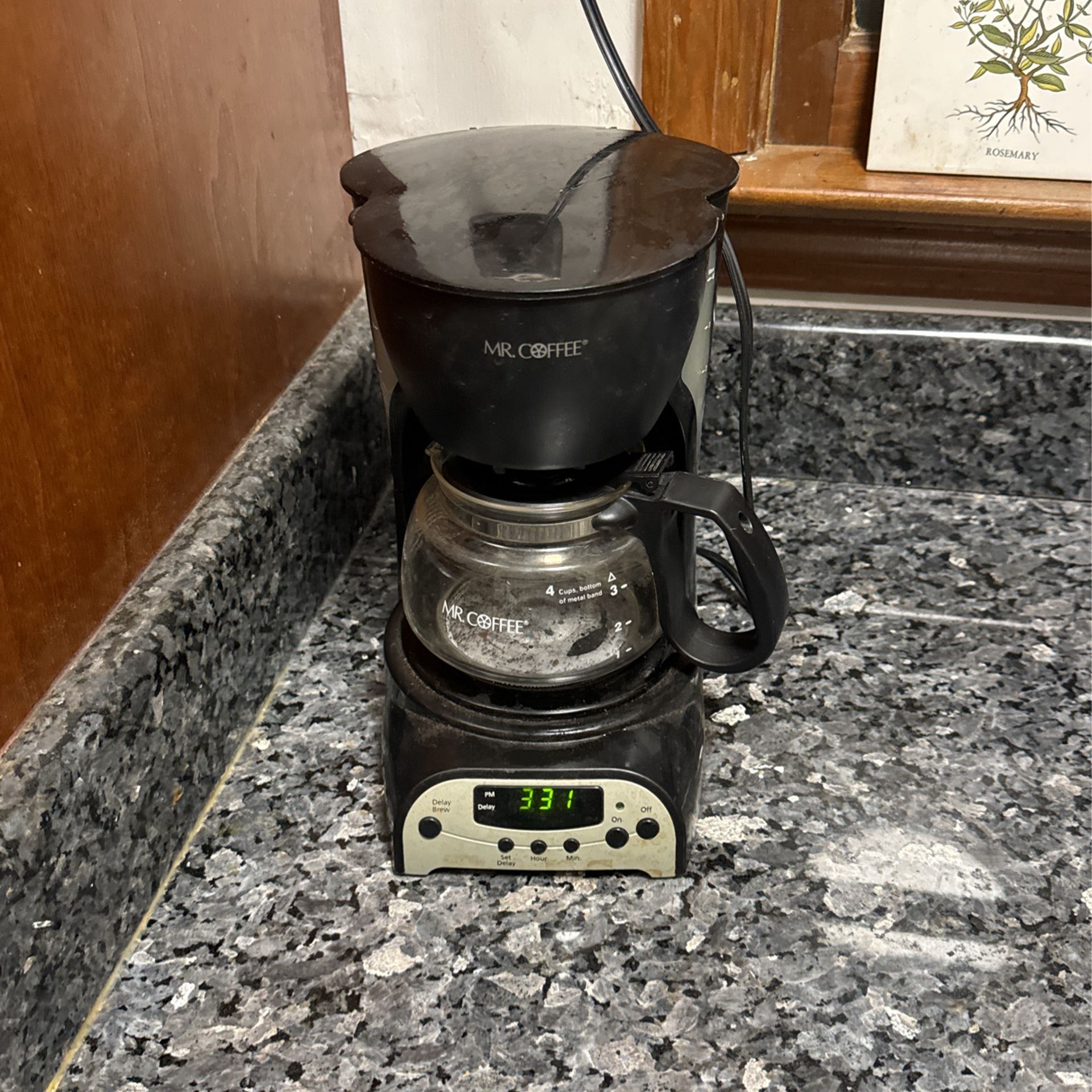 The Mr. coffee, 4 cup coffee maker with timer and delay