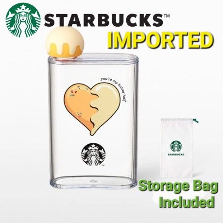 Brand New Imported Starbucks 2023 Butter Together Dripping Heart Water  Bottle 14oz Storage Bag Included (Cup Tumbler Mug)