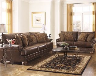 Ashley Leather Sofa & Love Set NEW Free Pillows Free Delivery