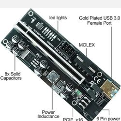 6pcs Riser 010 USB 3.0 PCI-E Riser 010S Plus GPU Riser Card SATA