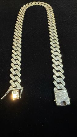 24” Silver Fully Iced Out CZ Stainless Steel Cuban Link Chain