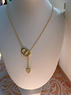 CD Heart Drop Necklace Stamped 