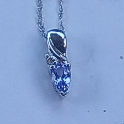 10k White Gold Chain With Diamond Pendant 