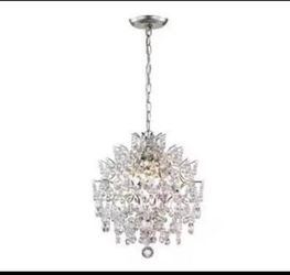 New in Box Daisy 16 in W Indoor 3Light Brushed Champagne Silver Crystal Chandelier