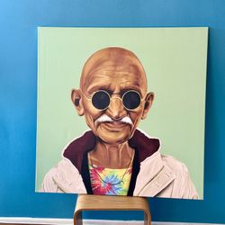 Large Canvas Print – Gandhi in Tie-Dye & Shades