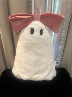 Martha Stewart Plush VIRAL Ghost Pink Bow Pillow Halloween  24”