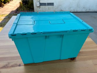 Large Storage Bin Storage Tote Box with Hinged Lid 21.5x15x13h