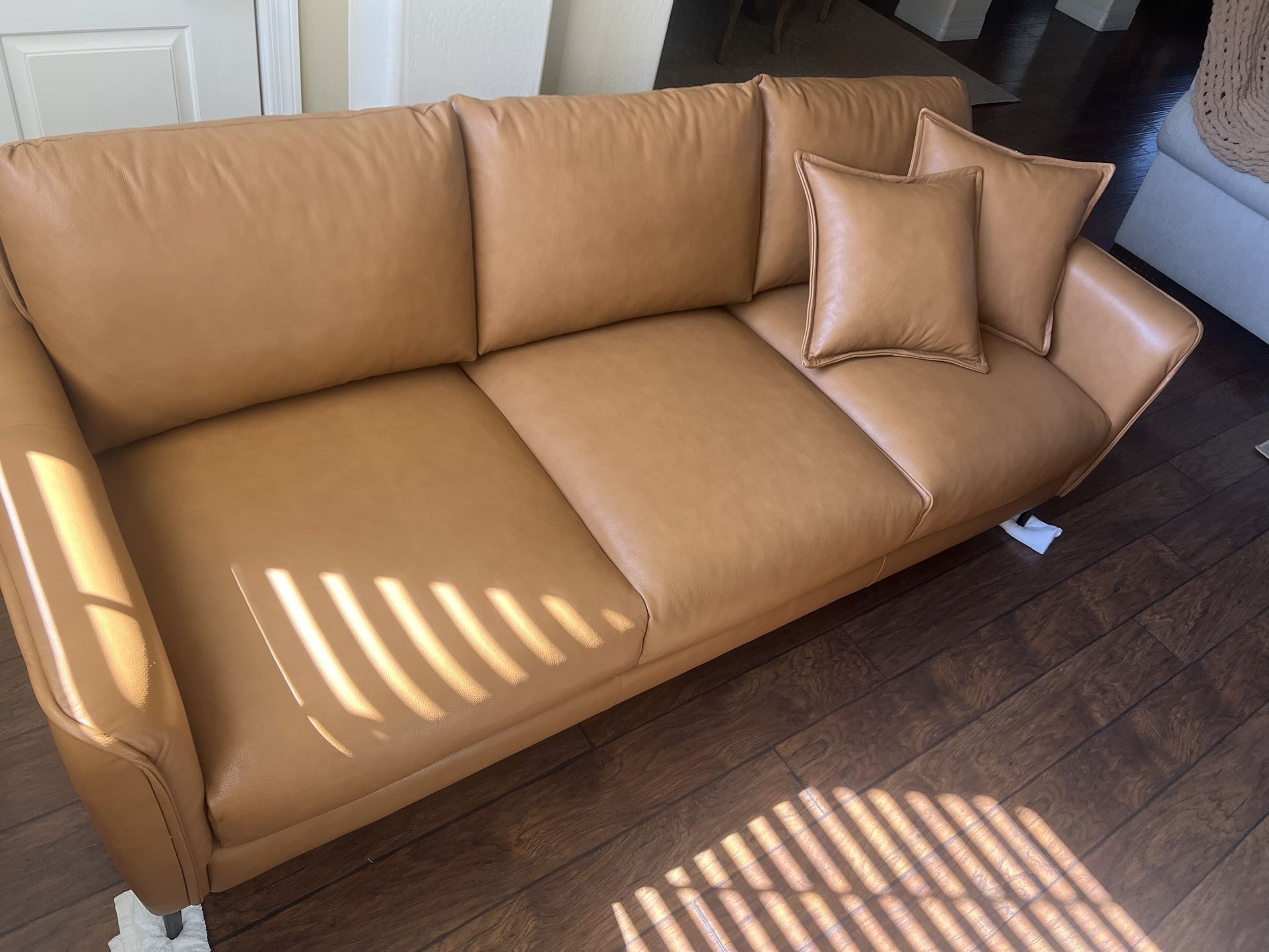 Jasper Italian Nappa Top Grain Leather Sofa 85” New