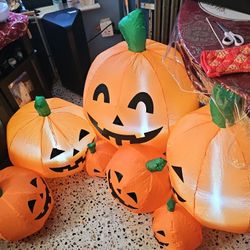 5.8 FT Long Halloween Inflatables Pumpkin Outdoor Decorations Blow Up Inflatables Pumpkin LEDs Outdoor Blow Up Yard Decorations for Holiday Party Lawn